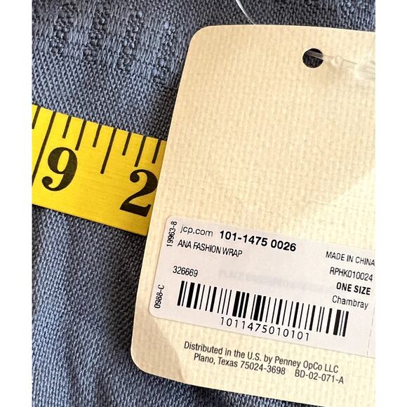 A.N.A Wrap Shawl Women OS Chambray Fringe Lagenlook Comfy Fall New Cottagecore - Picture 10 of 11